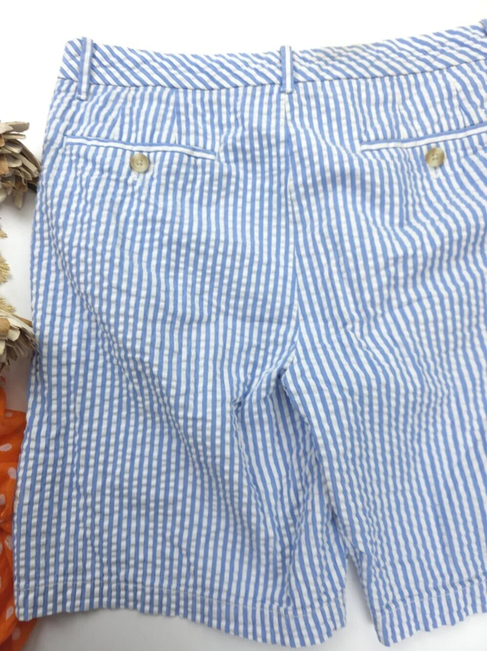 Izod Men's Blue and White Striped Seersucker Shorts Sz 36